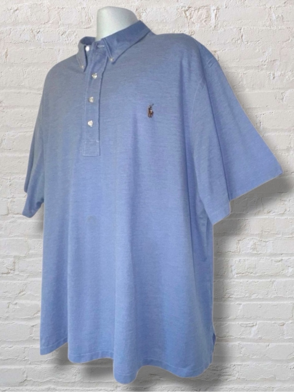 Polo Ralph Lauren Knit Oxford Polo Shirt 3XB Blue Short Sleeve Classic Fit